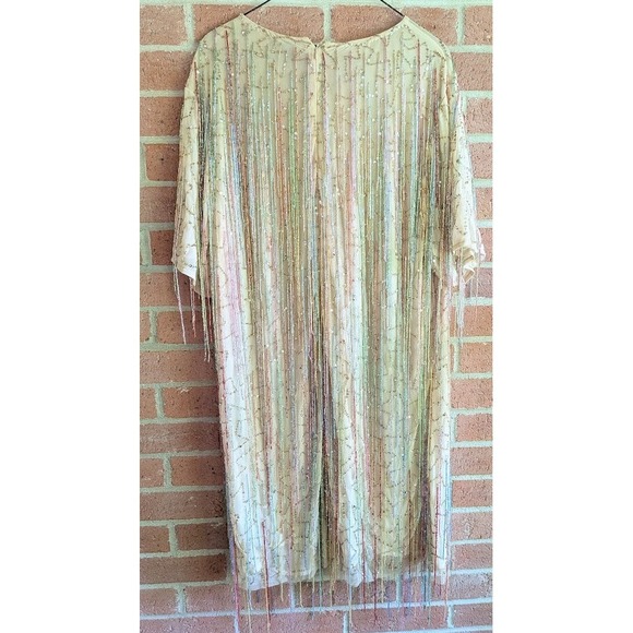 Nasty Gal Dress Size 20 Tassel Beaded Sequin Bling Glam Unique Event Cocktail - Picture 7 of 11